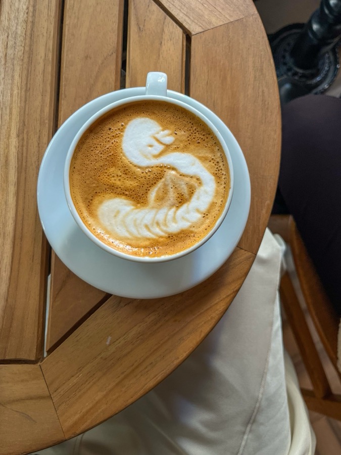 ラテアートの施されたカフェラテ
